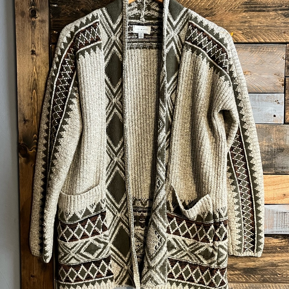 Lucky brand knitted Cardigan western Pattern medium